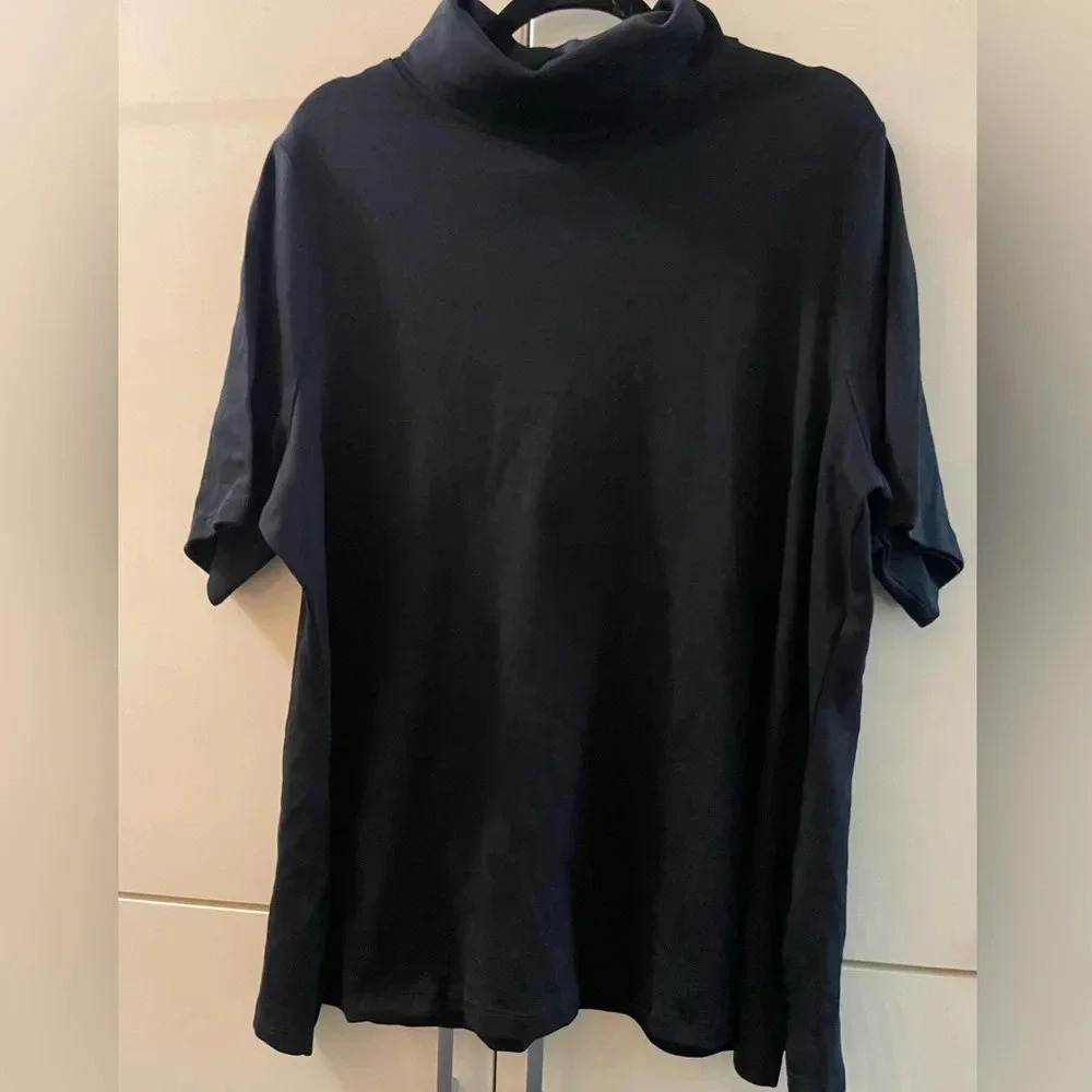 Isaac Mizrahi New York T Shirt Top Black Short Sleeve 2XL Women's